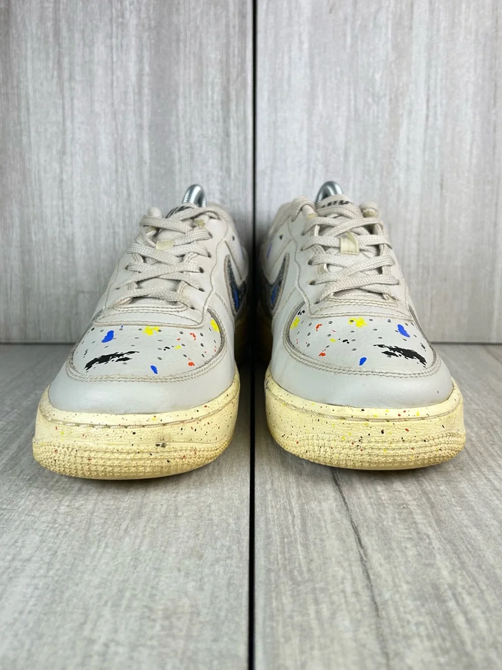 Nike Air Force 1 One LV8 Taupe Paint Splatter Sneaker Shoes Womens Size 8.5 7Y
